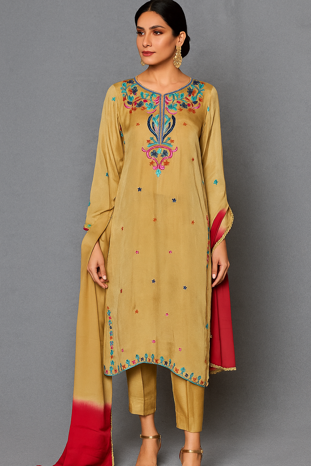 HOUSE OF REINA - Olive with Embroidered work