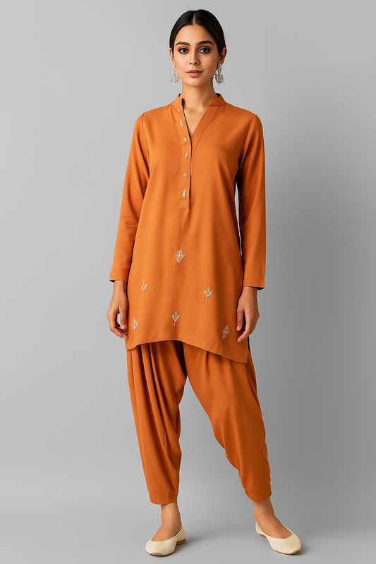 MAHOGANY - Glossy Orange Georgette coord set