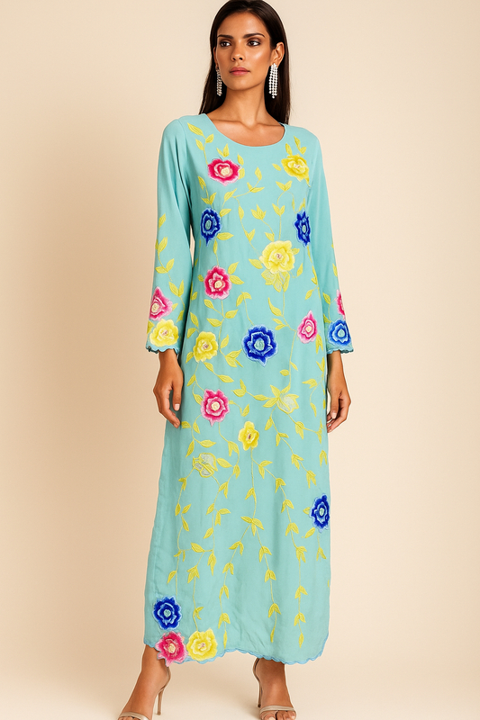 SAMMY K - Sky Blue Long with embroidery