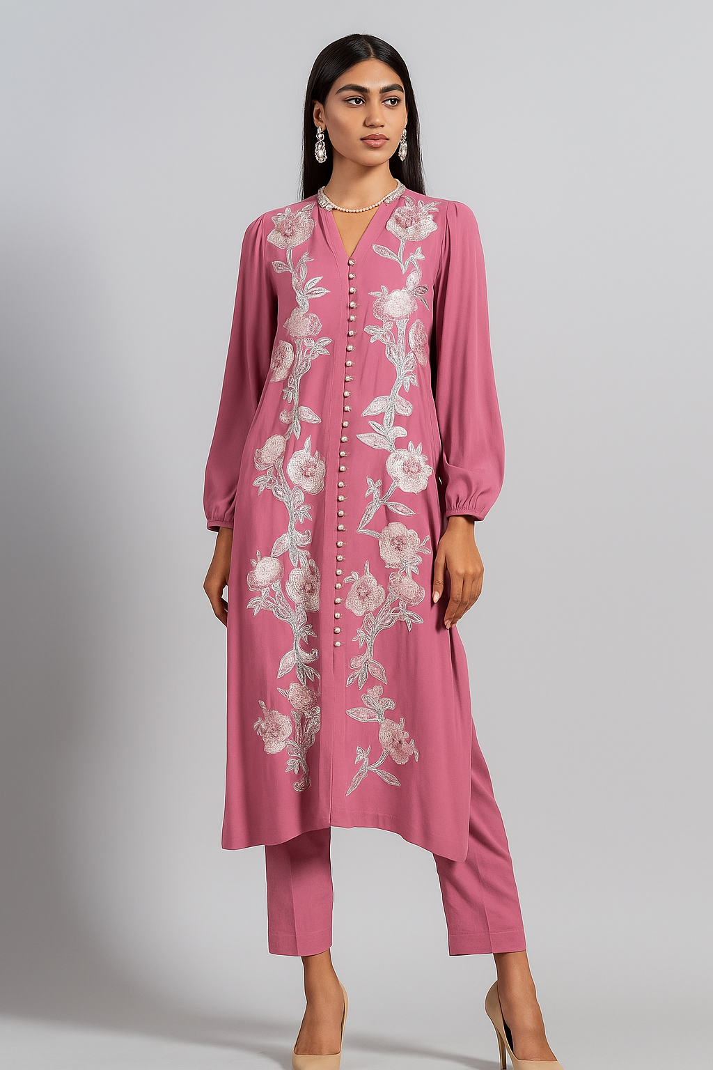 MARIA RAO - Tea Pink Patch Embroidery