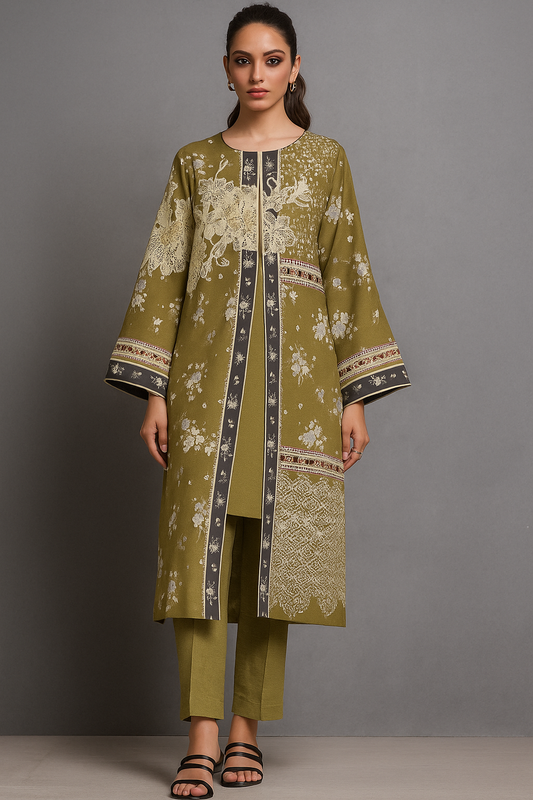 THREADS AND MOTIFS- Avocado jacket w/inner
