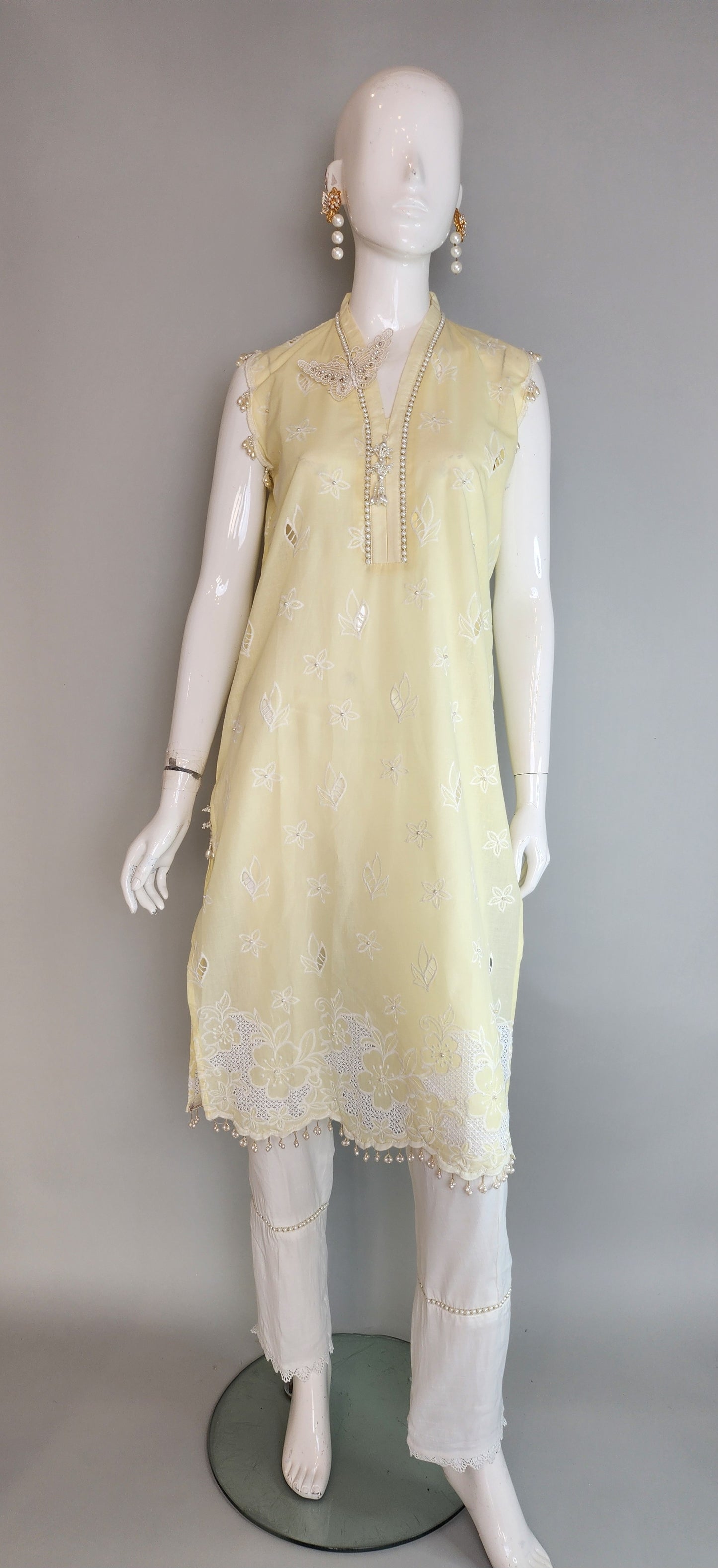 THREADS AND MOTIFS - Yellow Color Embroidered Sleeveless