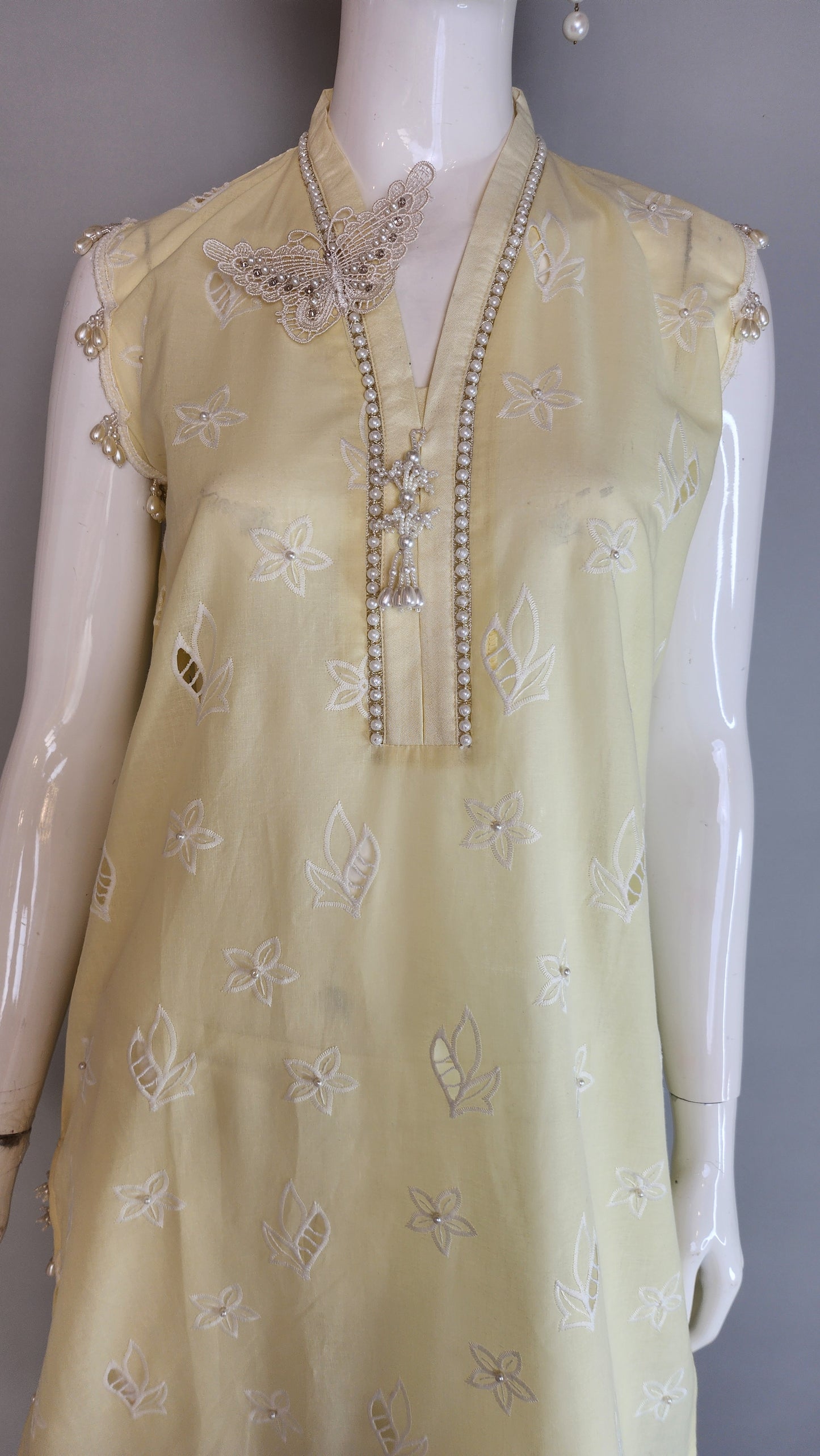 THREADS AND MOTIFS - Yellow Color Embroidered Sleeveless