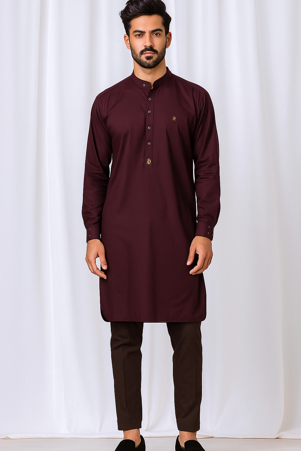 KUNZUL CHANNAR & MENSWEAR - Maroon Plain