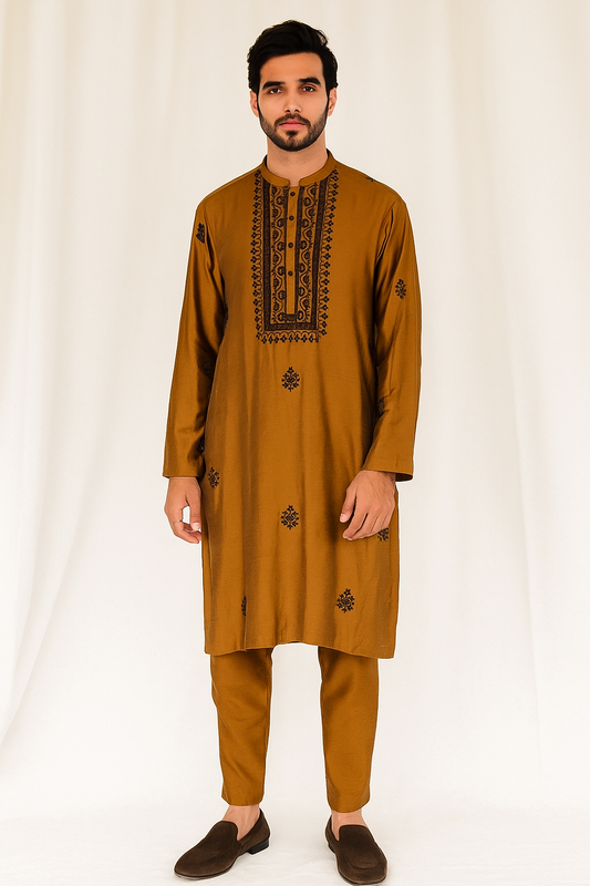 KUNZUL CHANNAR  MENSWEAR - Mustard Front Panel