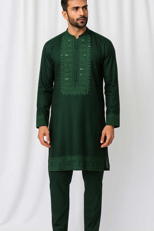 KUNZUL CHANNAR & MENSWEAR - Green Front Panel