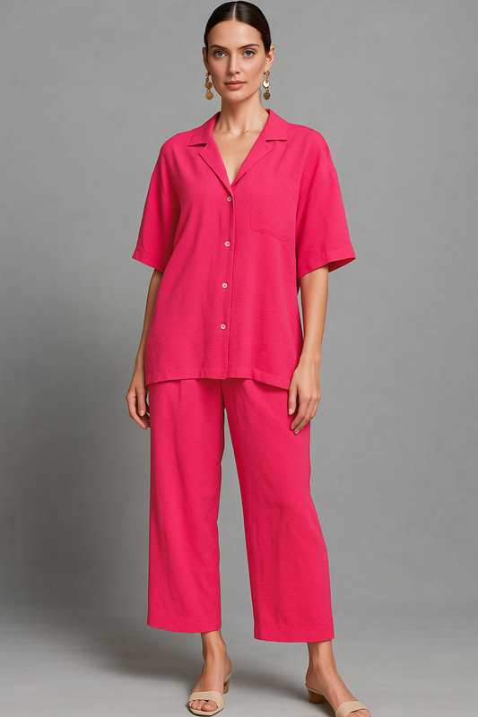 SOBIA GULZAD - Hot Pink Rainbow Buttons Co-ord Set