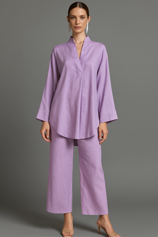 SOBIA GULZAD - Lilac Linen Set Buttonless