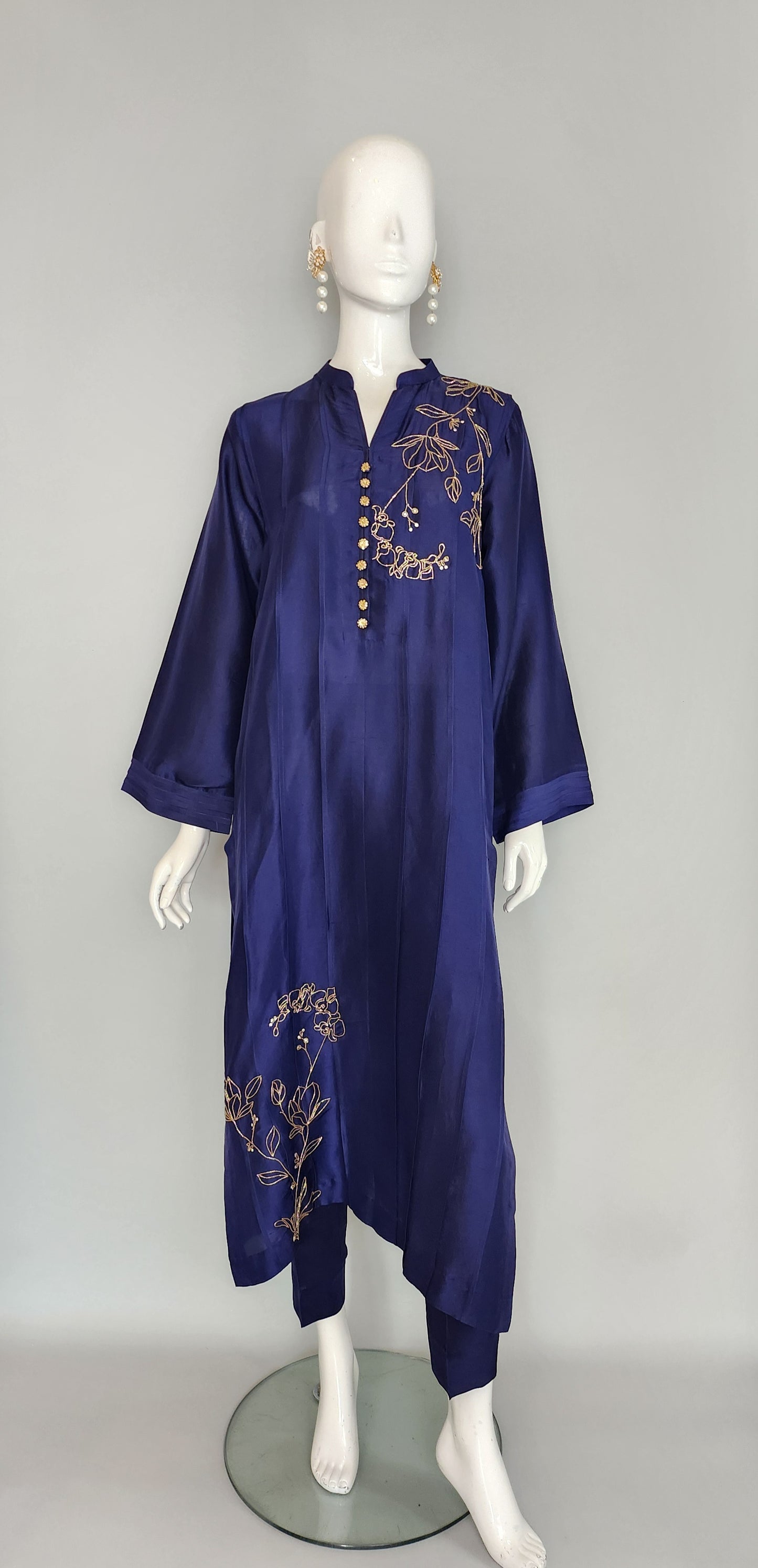 AMNA IQBAL - Midnight Blue Rawsilk
