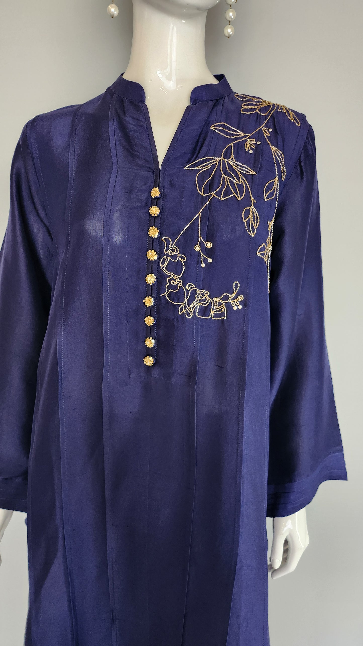 AMNA IQBAL - Midnight Blue Rawsilk