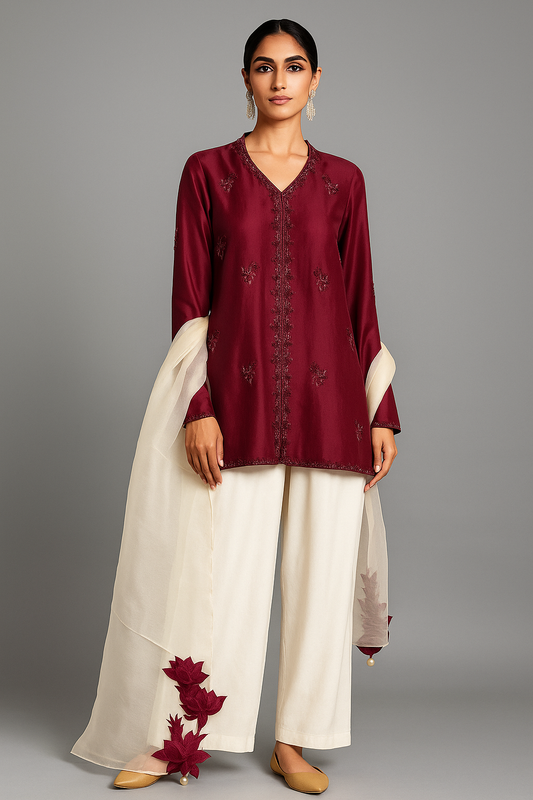 AMNA IQBAL - Maroon and White