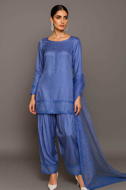 MARIA RAO - Cornflower Blue Farshi