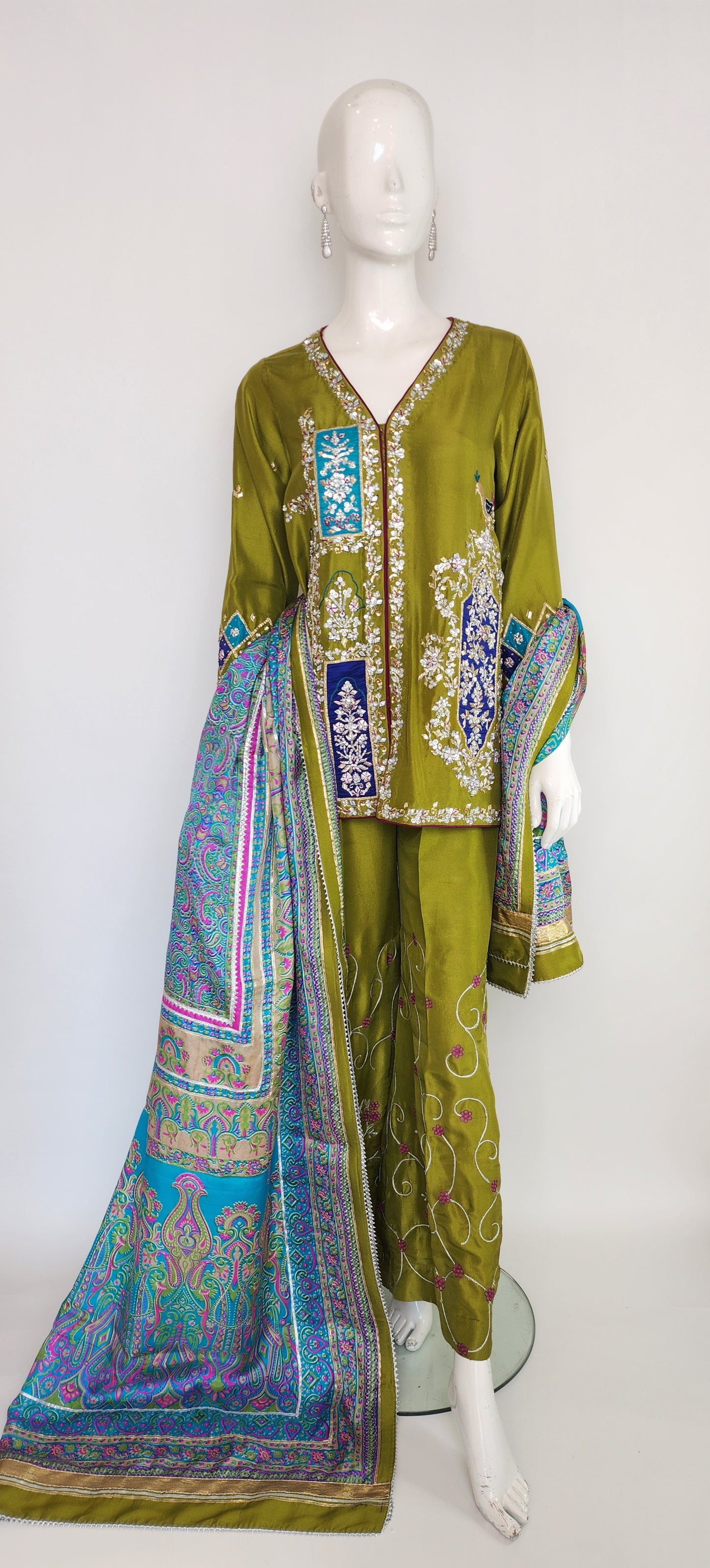 FARAH ZUBAIR - Pear Green Rawsilk