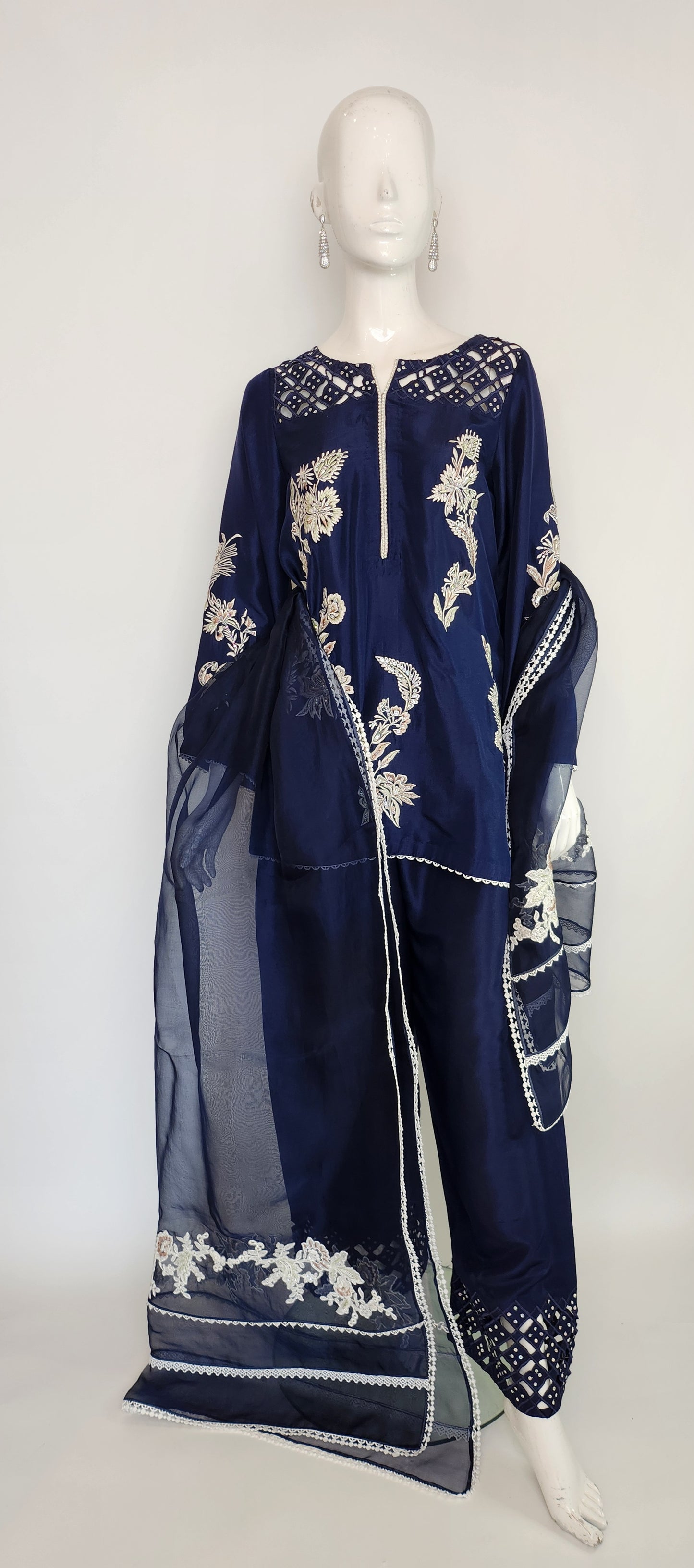 FARAH ZUBAIR - Midnight Blue Cutwork