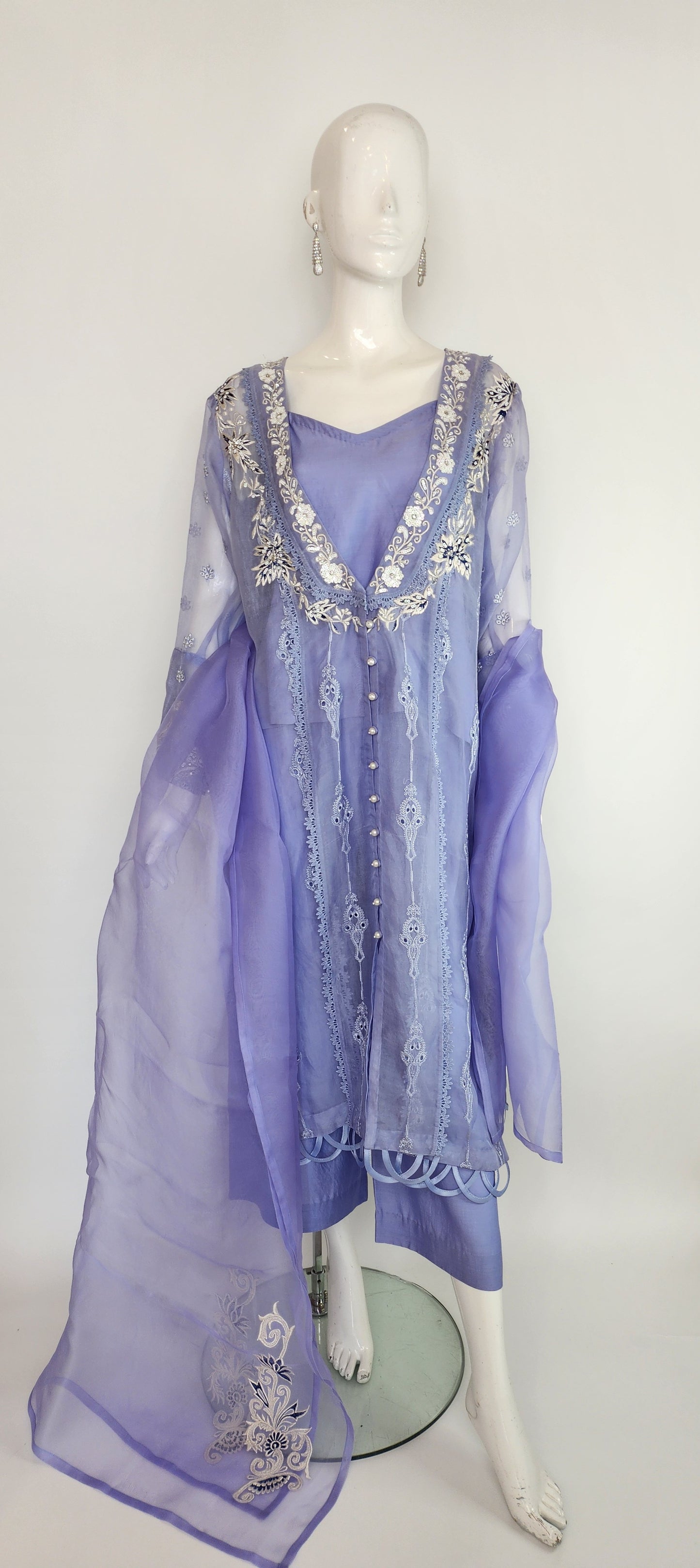 FARAH ZUBAIR - Light Purple Blue organza Jacket