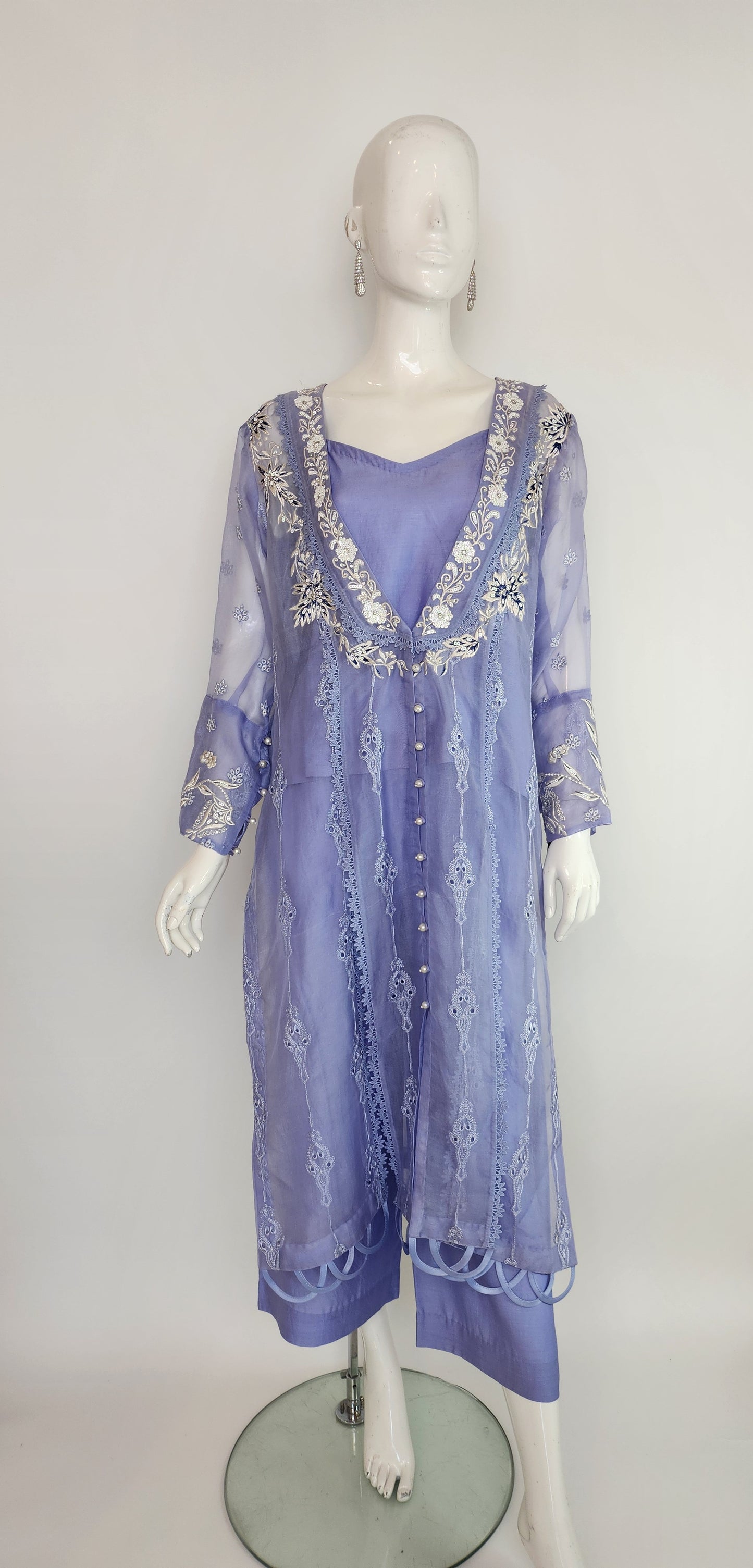 FARAH ZUBAIR - Light Purple Blue organza Jacket