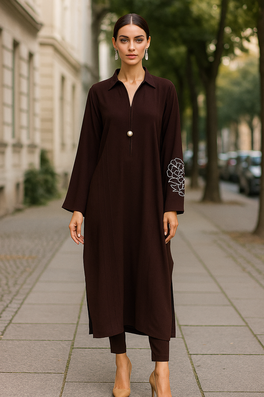 AMNA IQBAL - Brown Coord Set