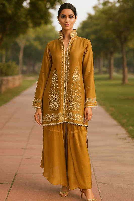 MAHOGANY - Mustard with white print