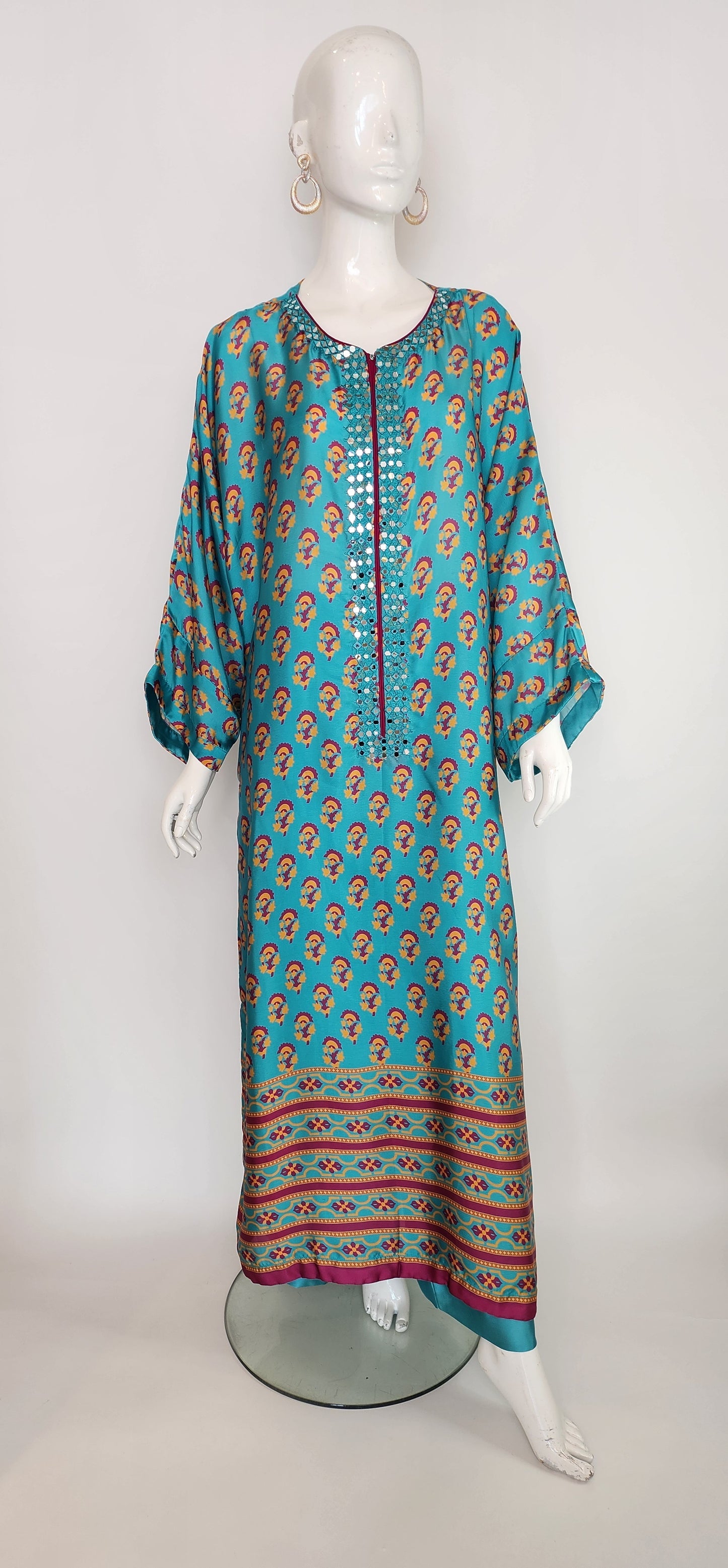 Wajeeha Ansari - Turquoise Printed Kaftan