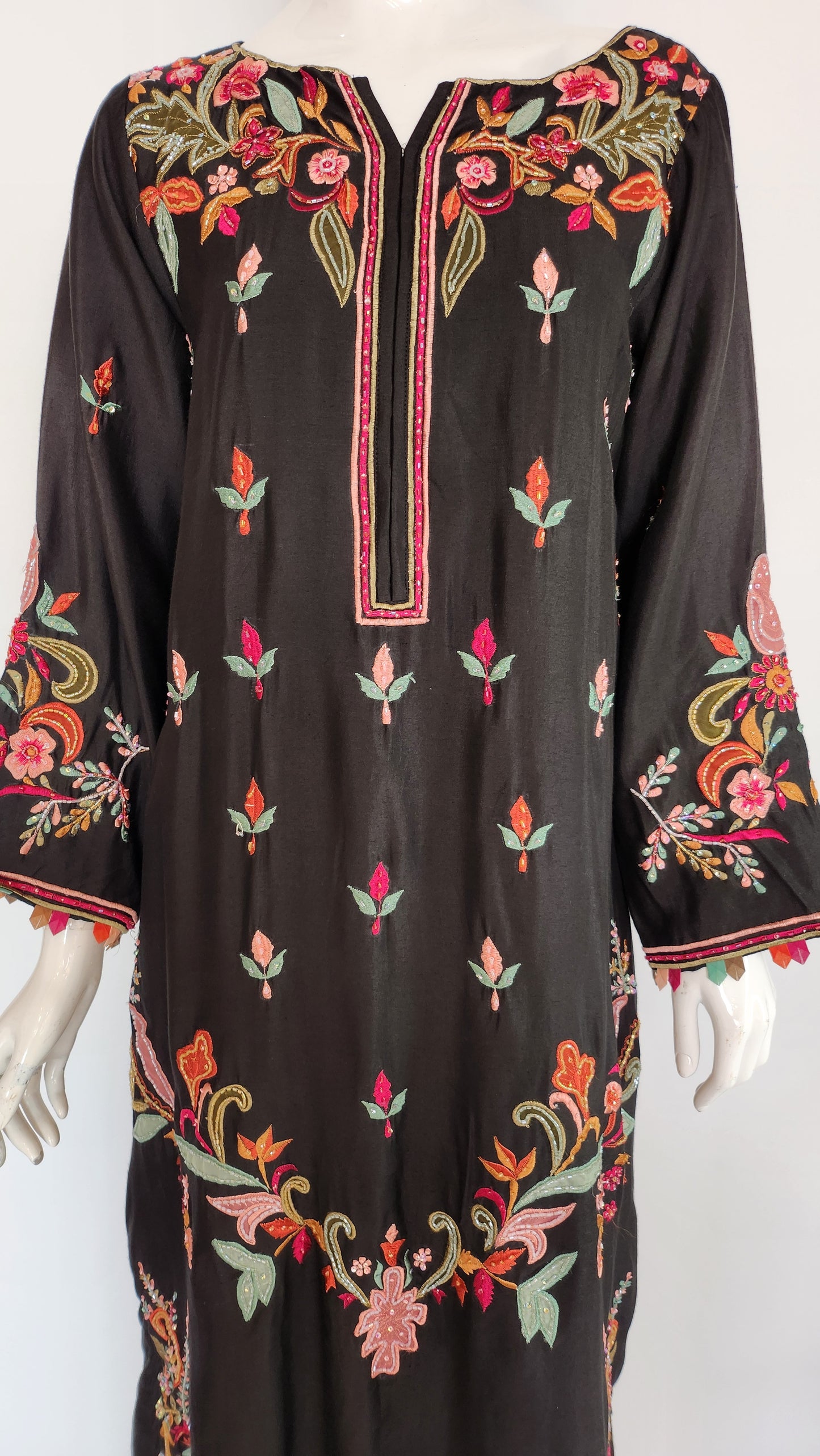 SAMMY K - Long Black Full Embroidered