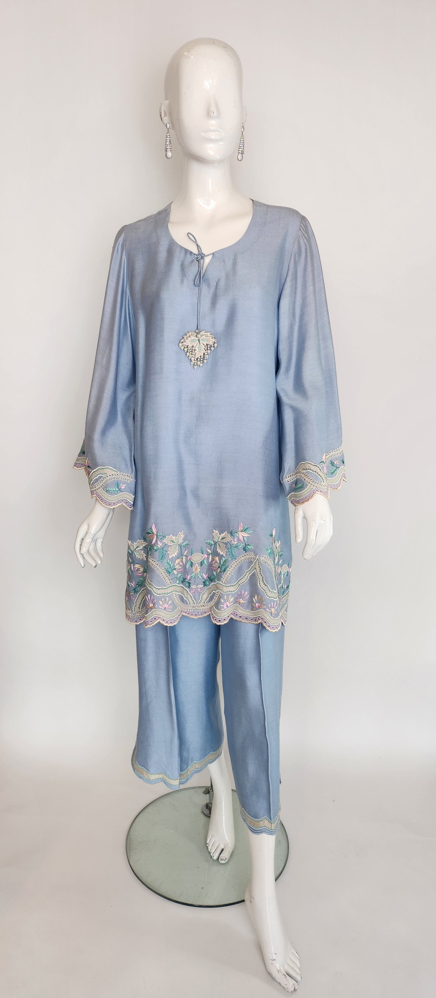 SEEMA IFTIKHAR - Ice Blue with embroidery
