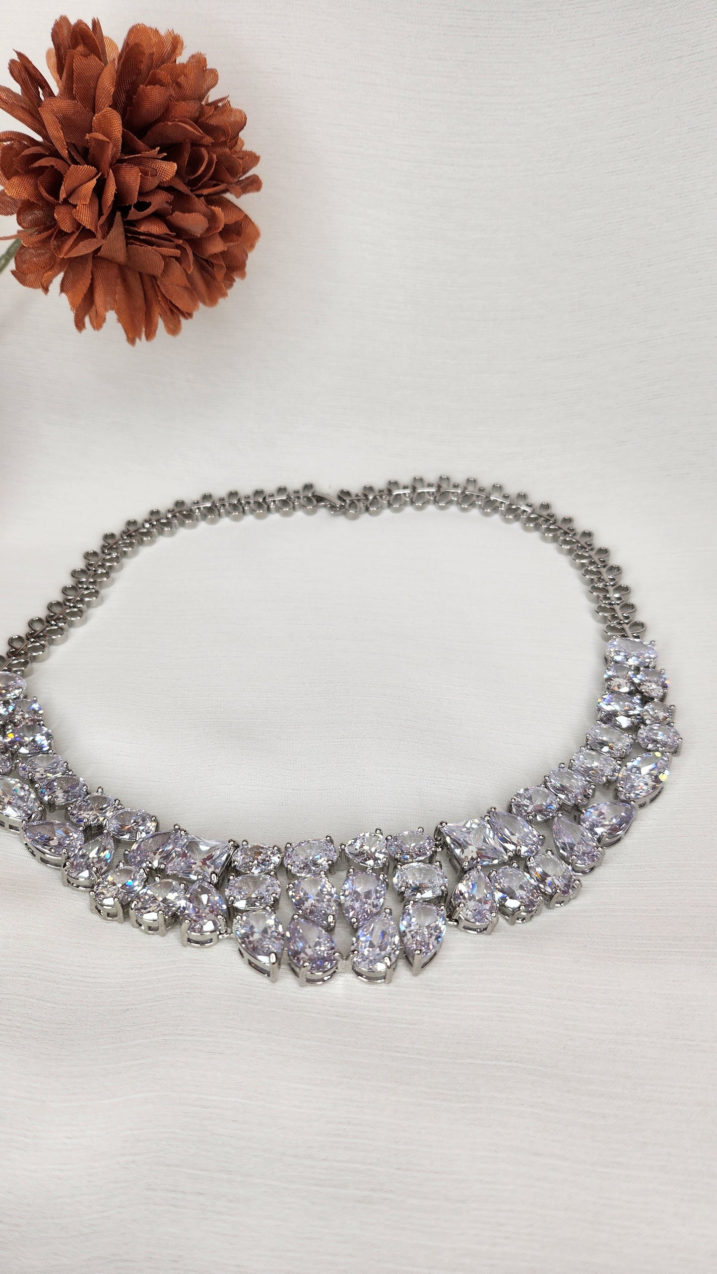 Dahlia by Sehar Zafar - Silver Set with big zircon stones