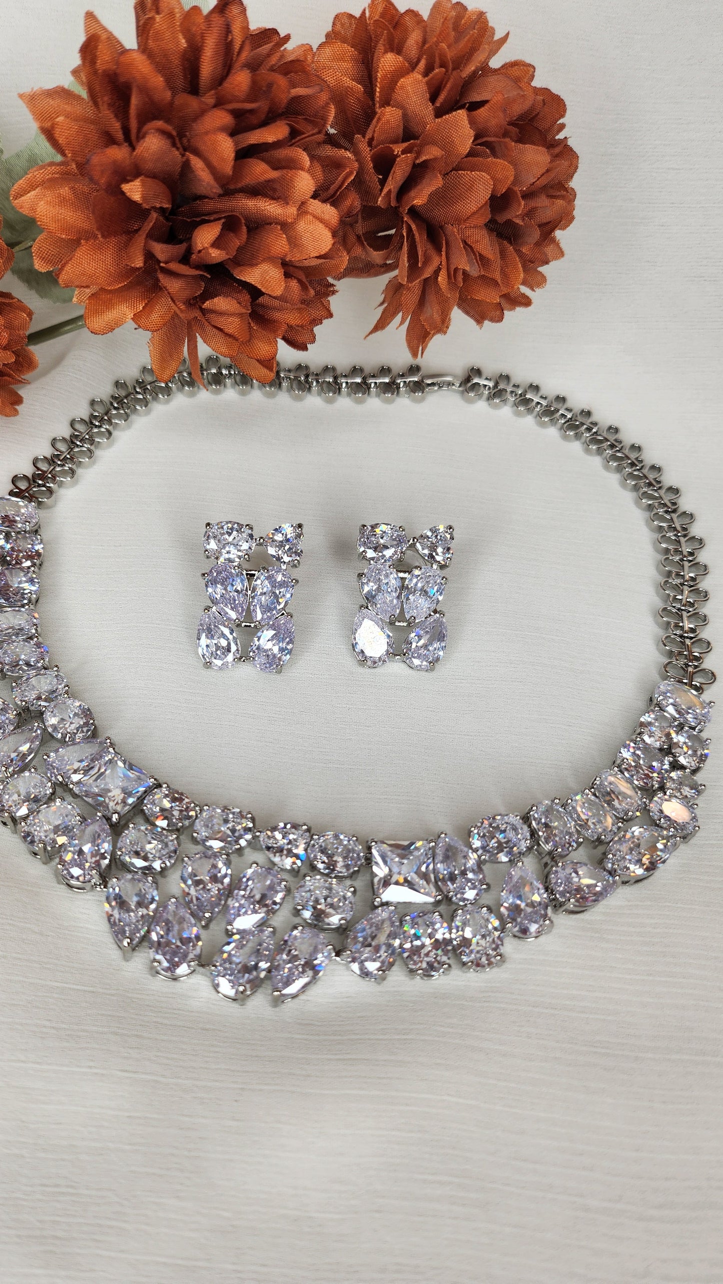 Dahlia by Sehar Zafar - Silver Set with big zircon stones