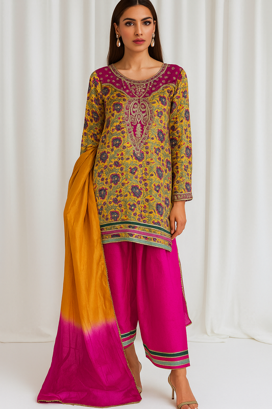 SAMMY K - Yellow pink Printed