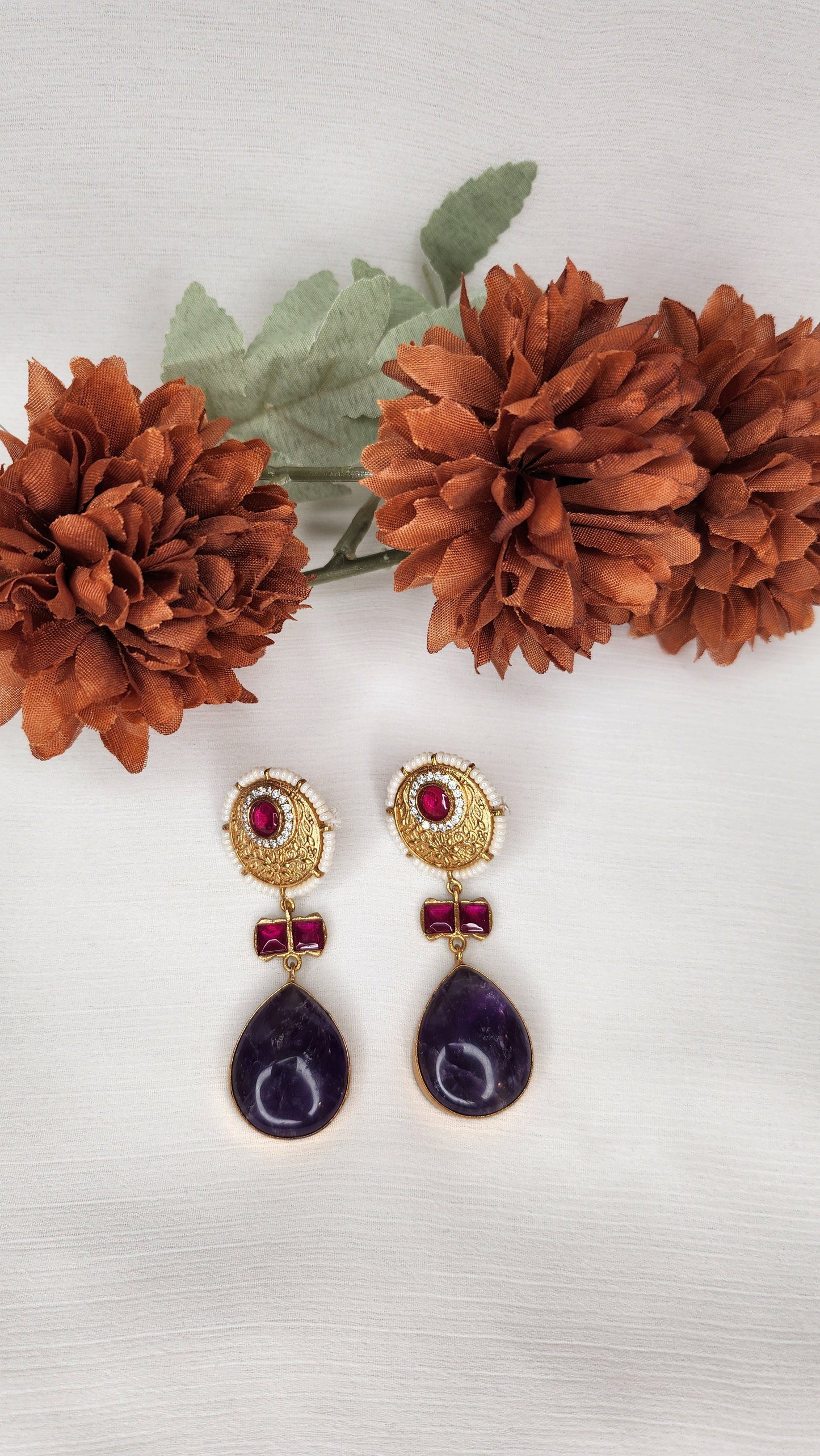 Dahlia by Sehar Zafar - Purple Dangling Earrings