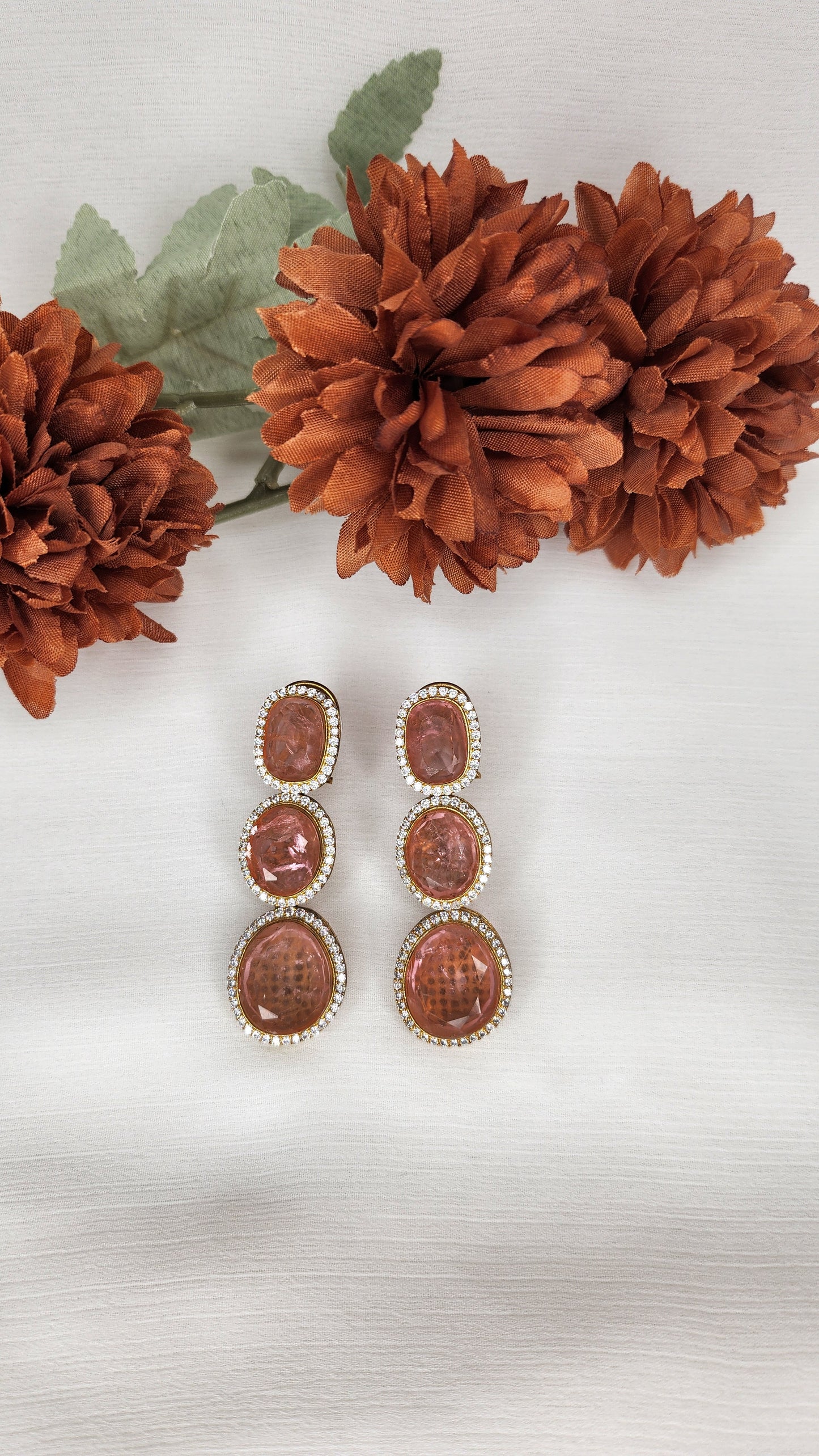 Dahlia by Sehar Zafar - Pink Oval Earrings