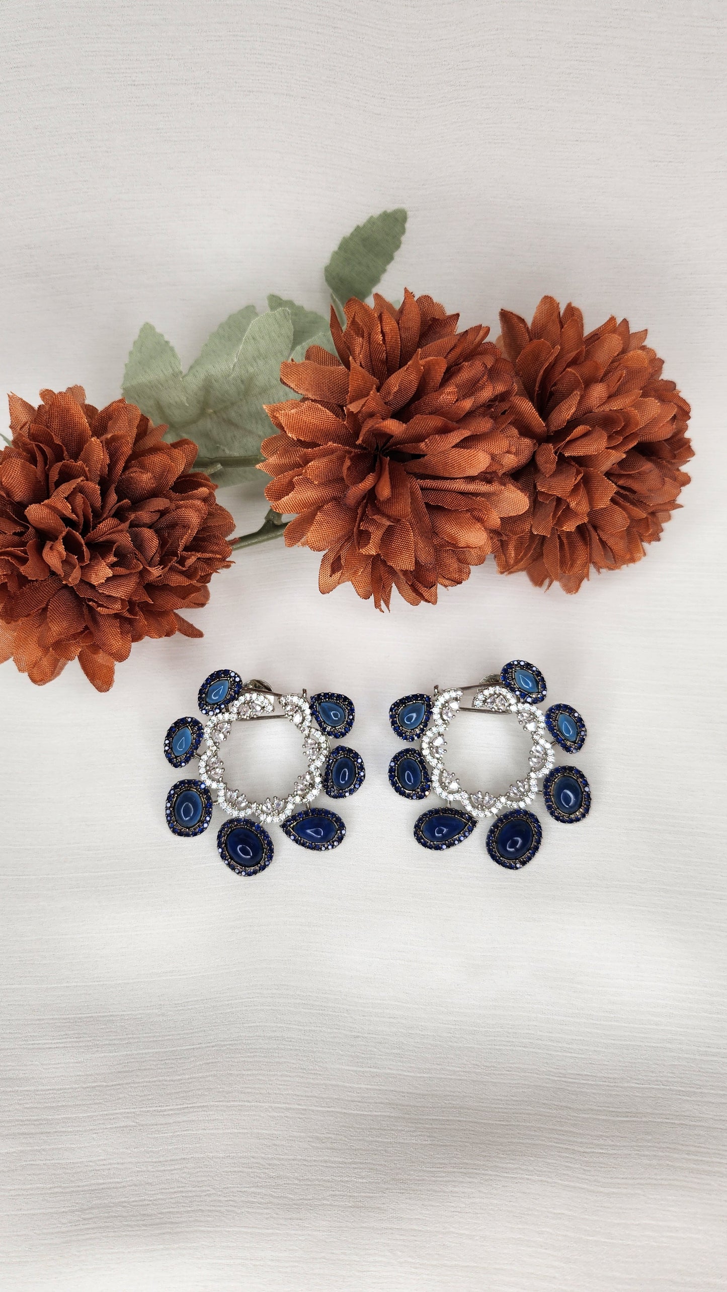 Dahlia by Sehar Zafar - Blue and Silver Earrings