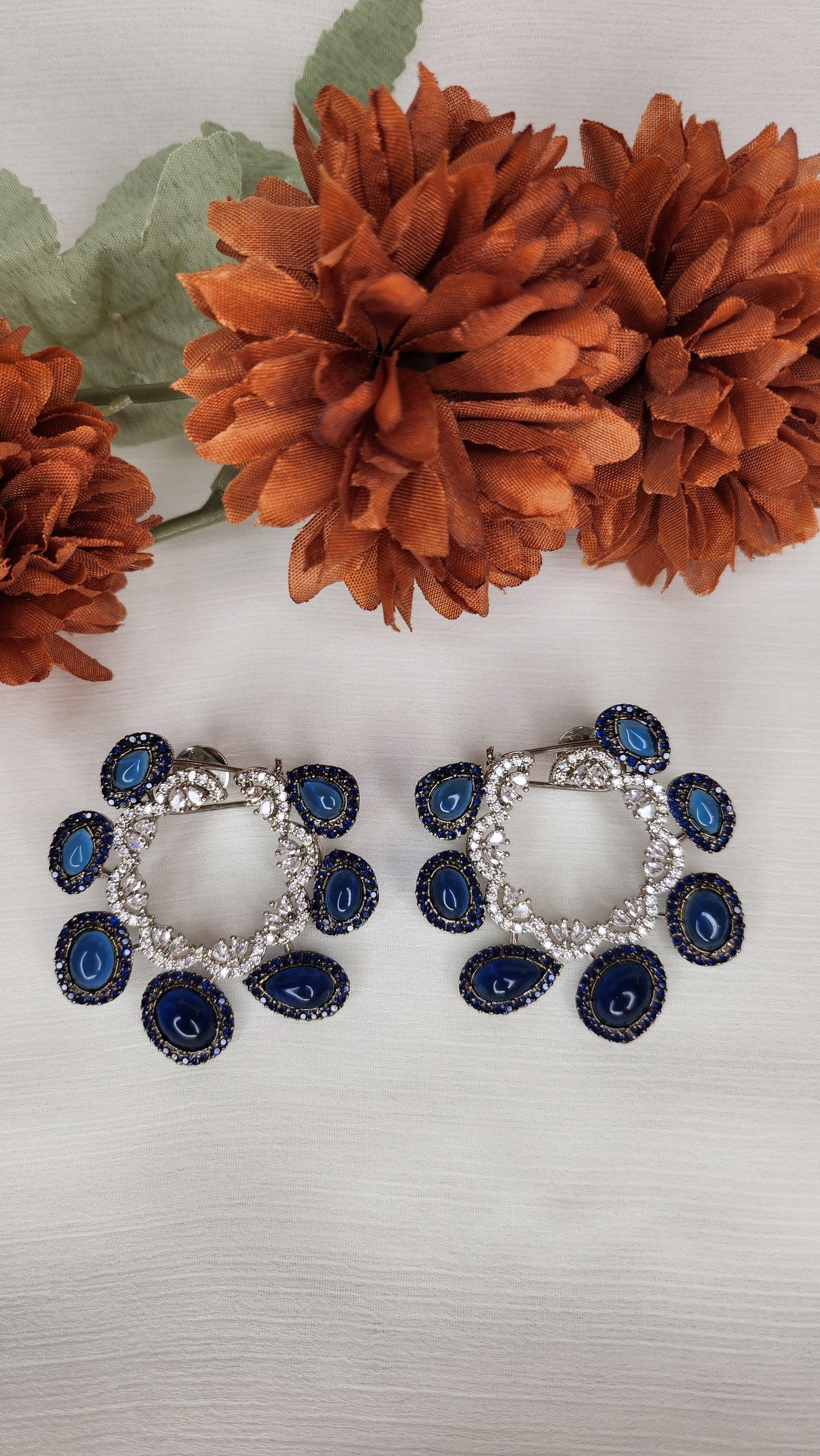 Dahlia by Sehar Zafar - Blue and Silver Earrings