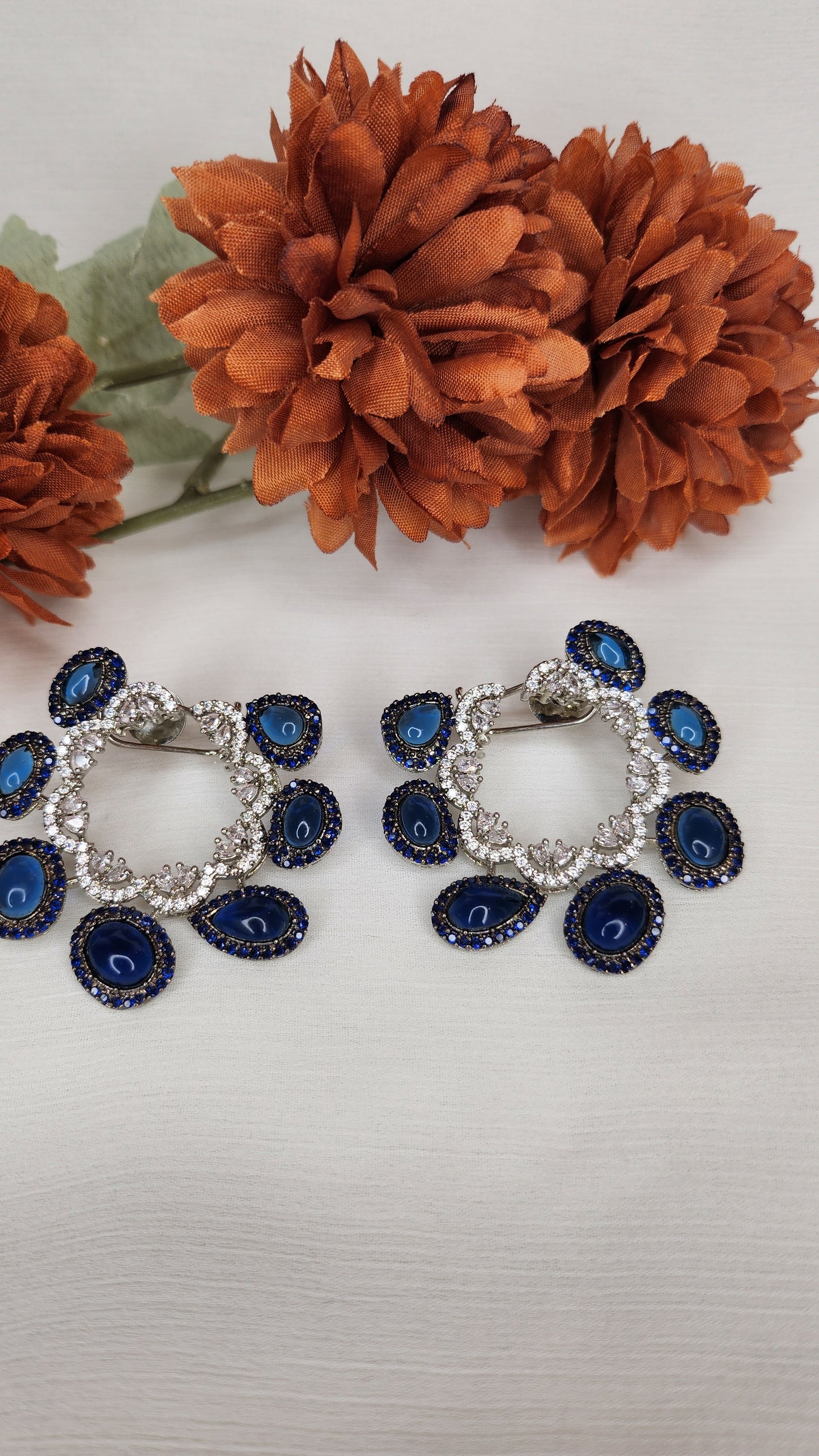 Dahlia by Sehar Zafar - Blue and Silver Earrings