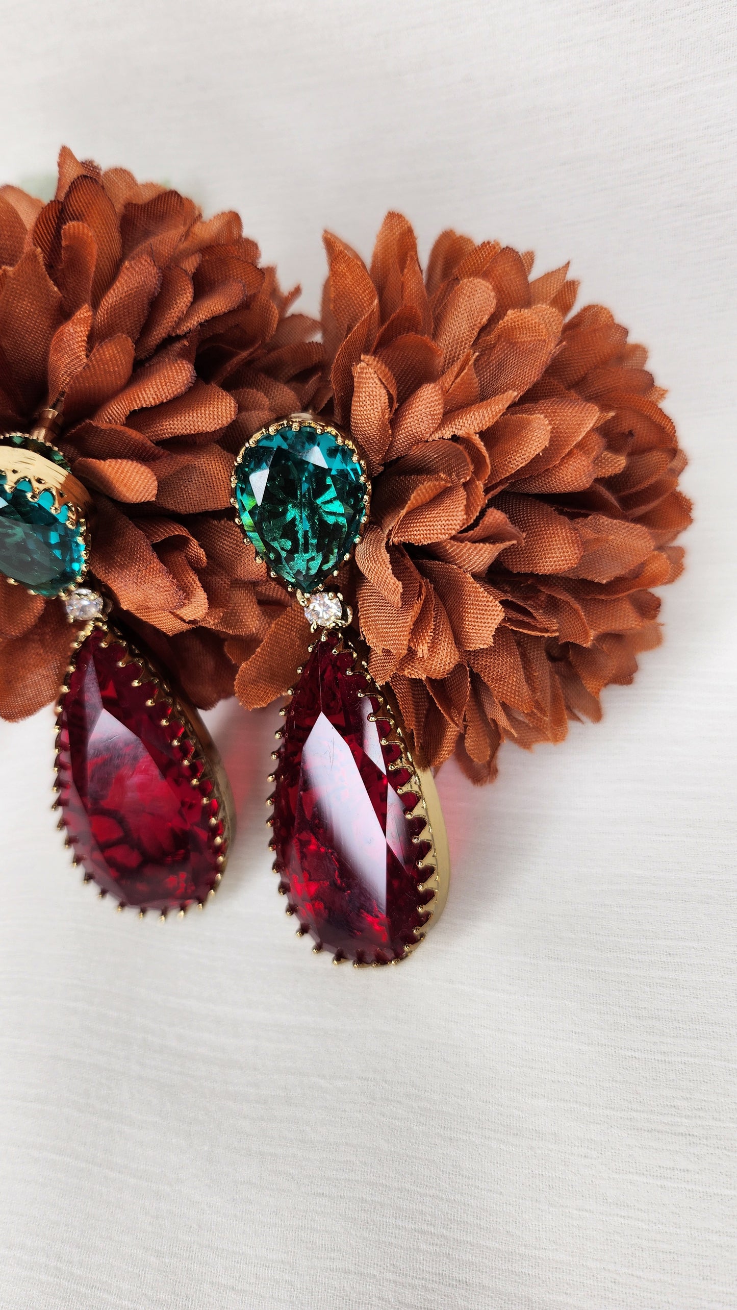 Dahlia by Sehar Zafar - Red and Green Crystal Ball Drop
