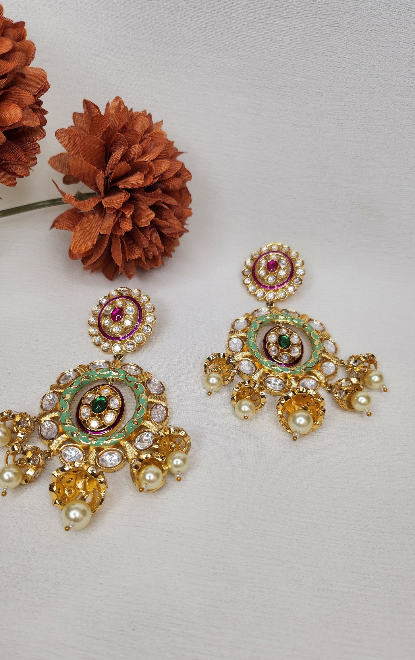 Dahlia by Sehar Zafar - Meenakari Chaandbali Earrings