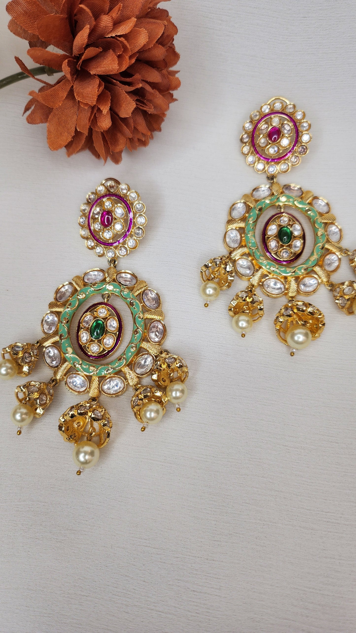 Dahlia by Sehar Zafar - Meenakari Chaandbali Earrings
