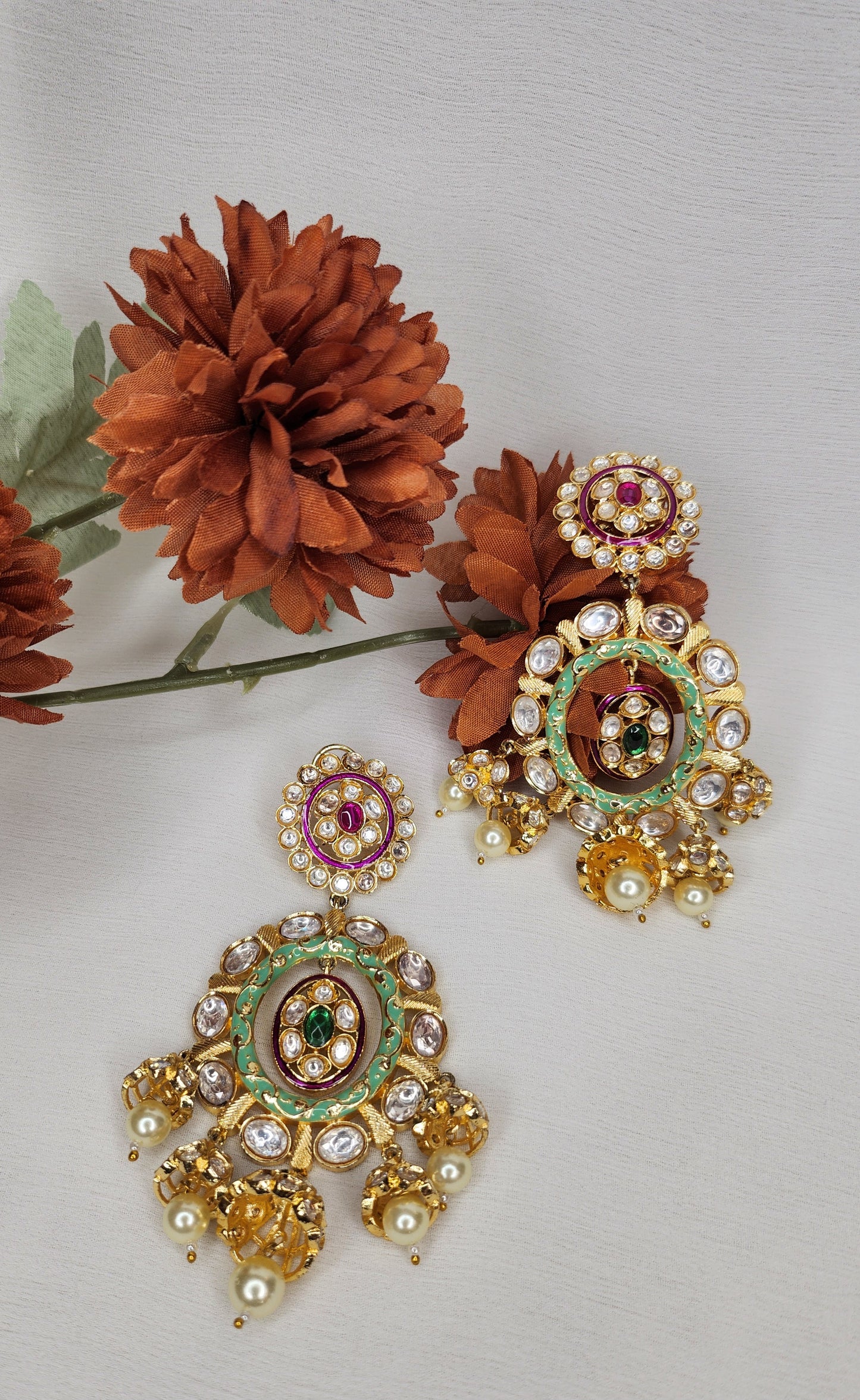 Dahlia by Sehar Zafar - Meenakari Chaandbali Earrings