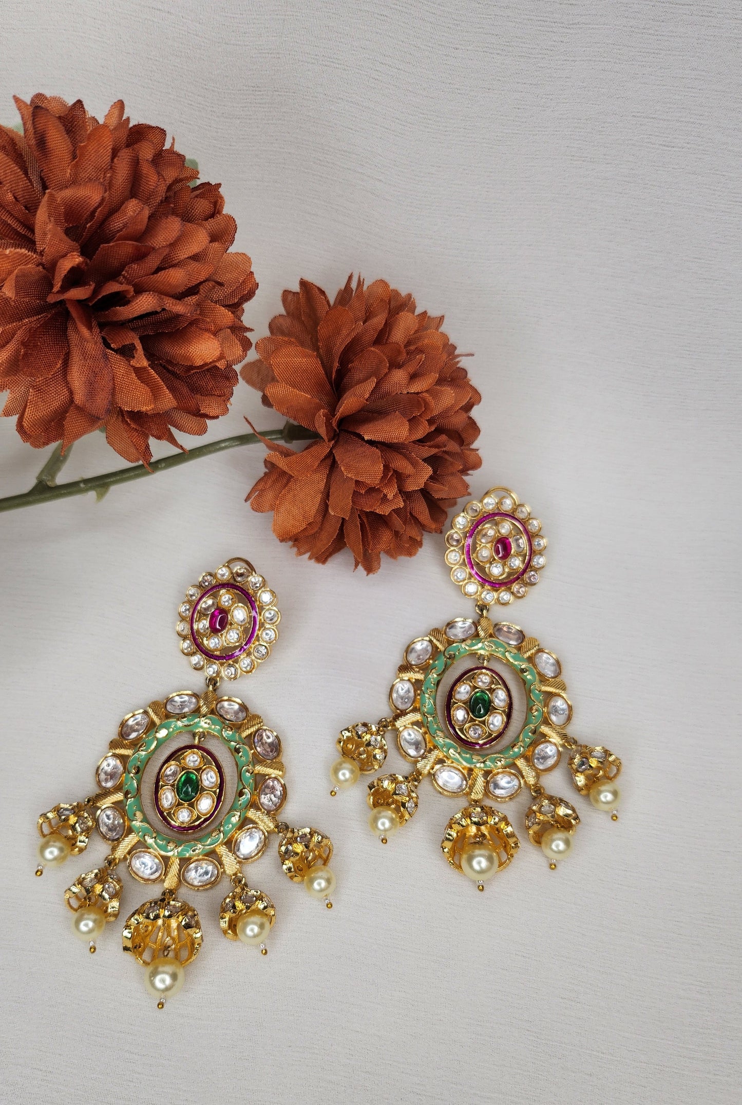 Dahlia by Sehar Zafar - Meenakari Chaandbali Earrings