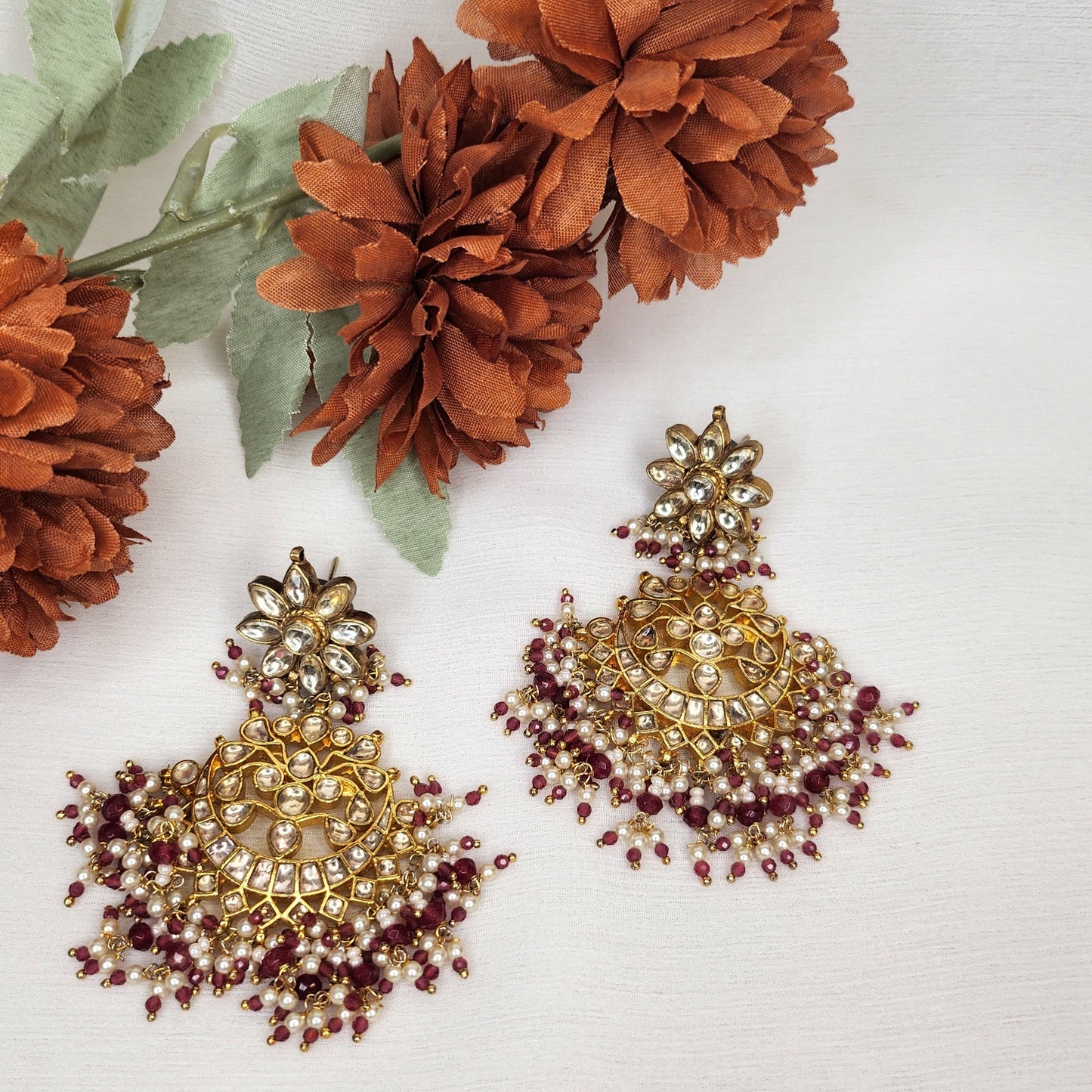 VIVINIA By Vidhi Mehra - Pink and Kundan Earrings