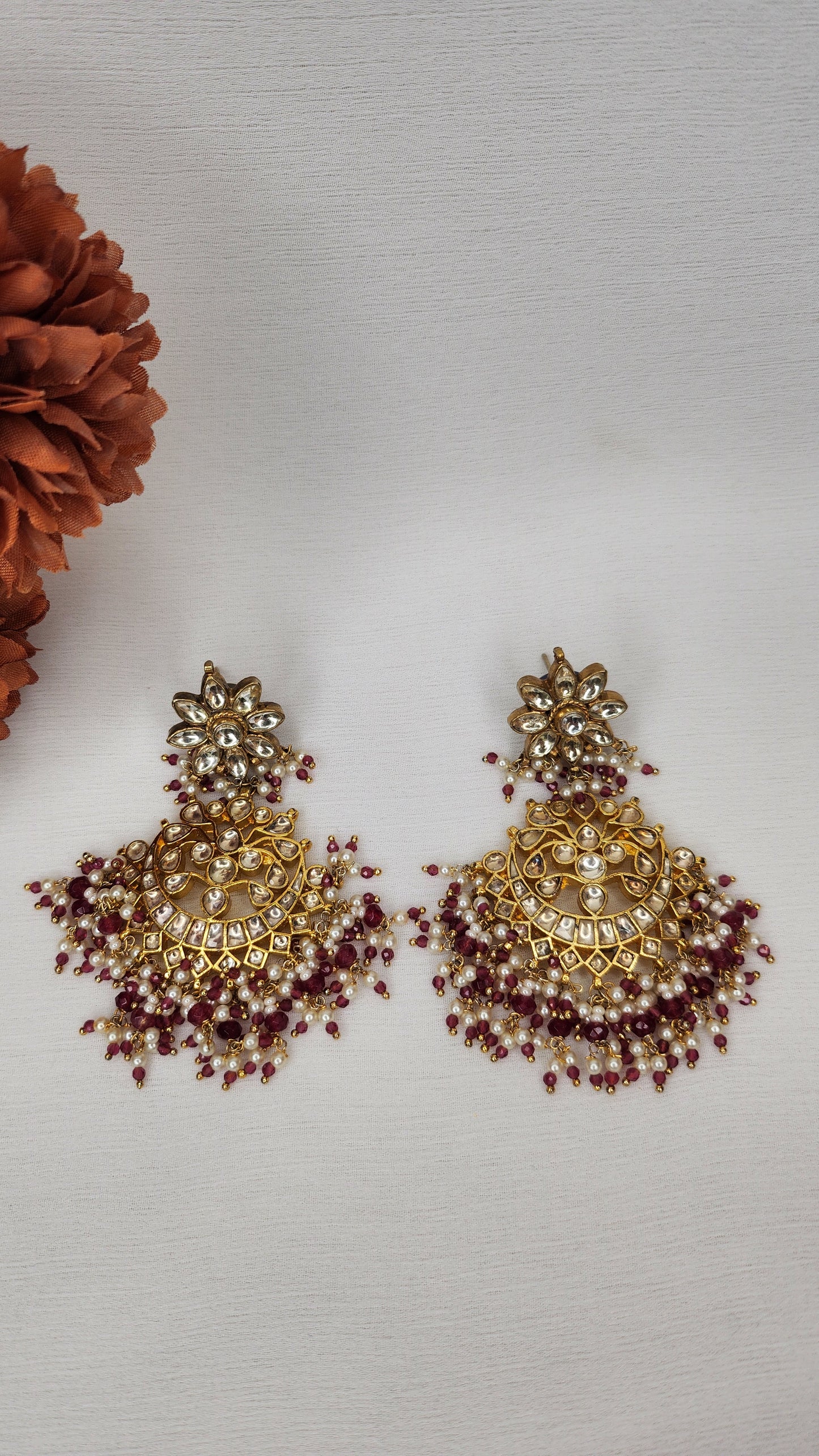 VIVINIA By Vidhi Mehra - Pink and Kundan Earrings