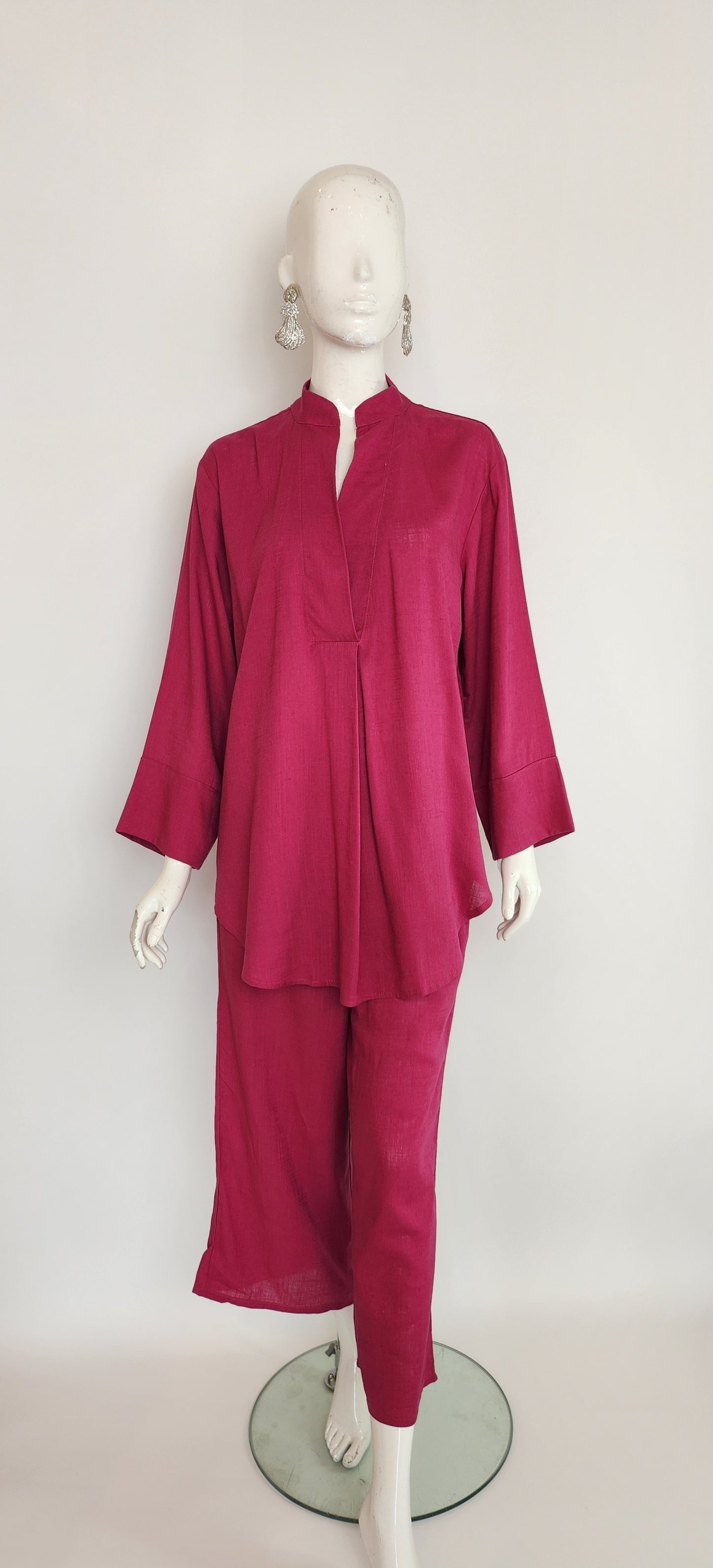 SOBIA GULZAD - Fuchsia Buttonless Linen Set