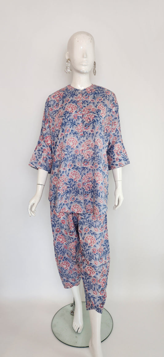 SOBIA GULZAD -  Blue printed coord set