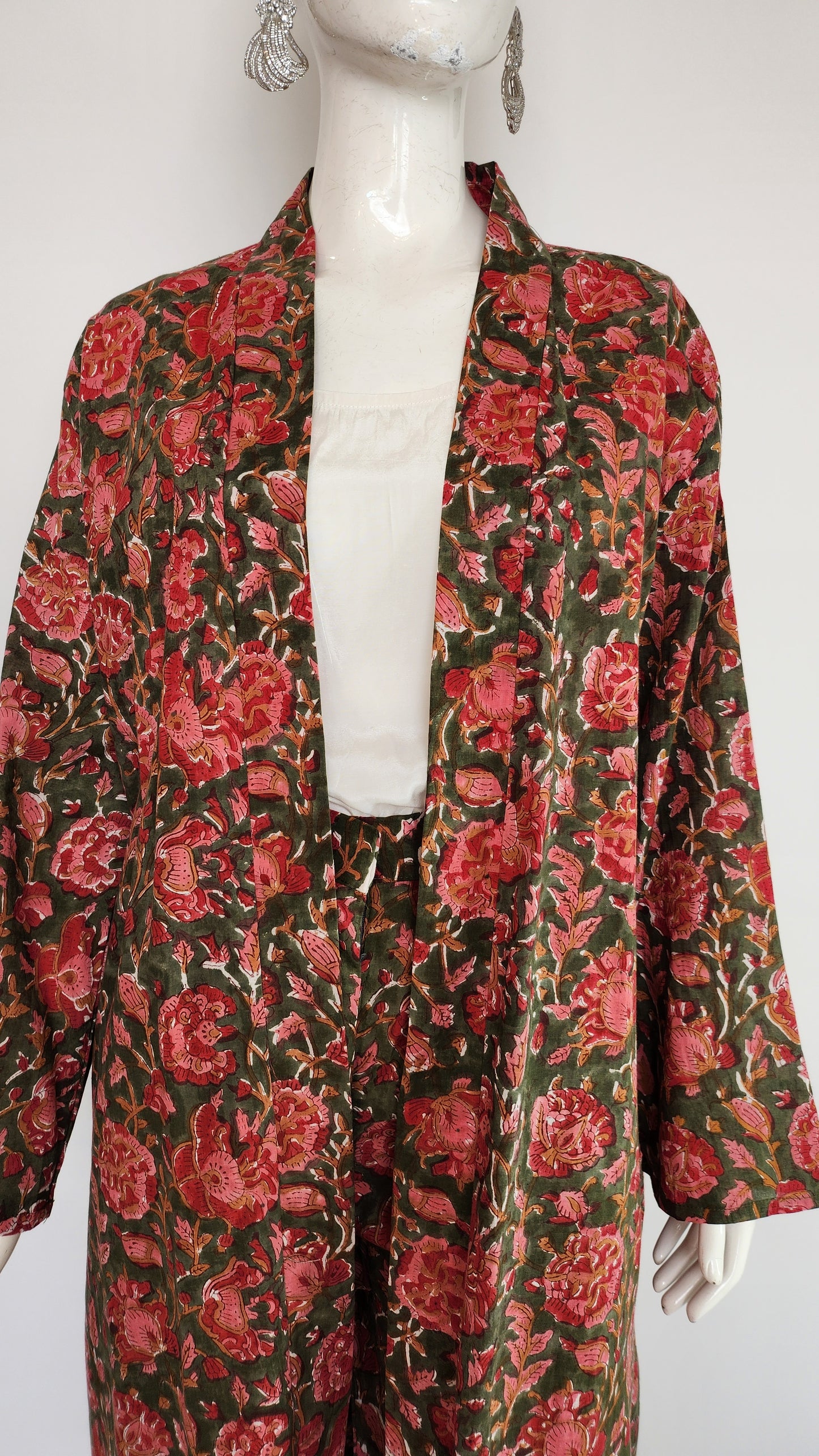 SOBIA GULZAD - Green Block Print Coat Set