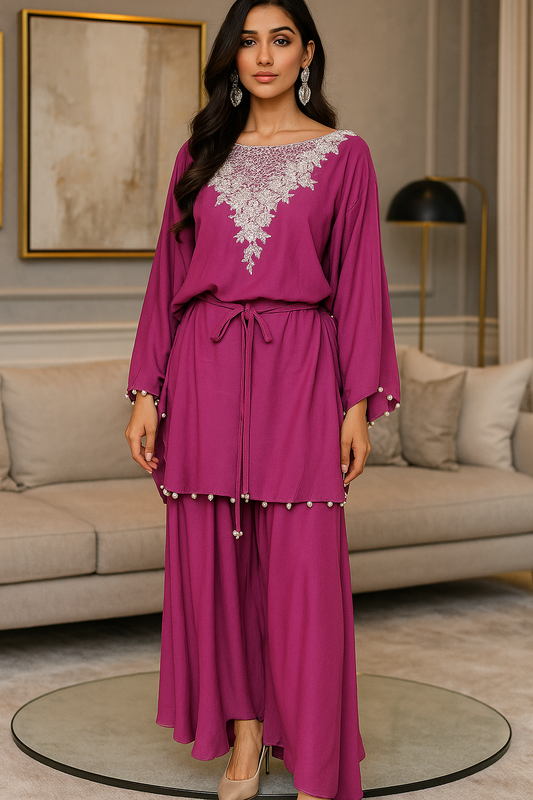 MARIA RAO - Pink with Flared Pants