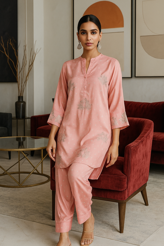 ASHJAIN SAFWAN  - Baby Pink with white print
