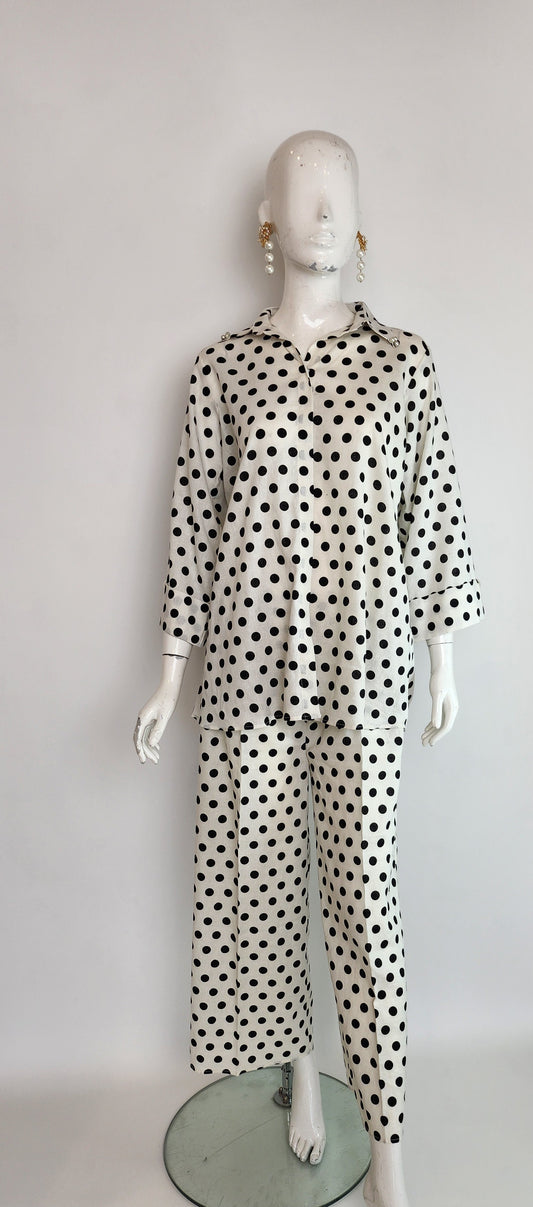 AMNA IQBAL - White Polka Dots