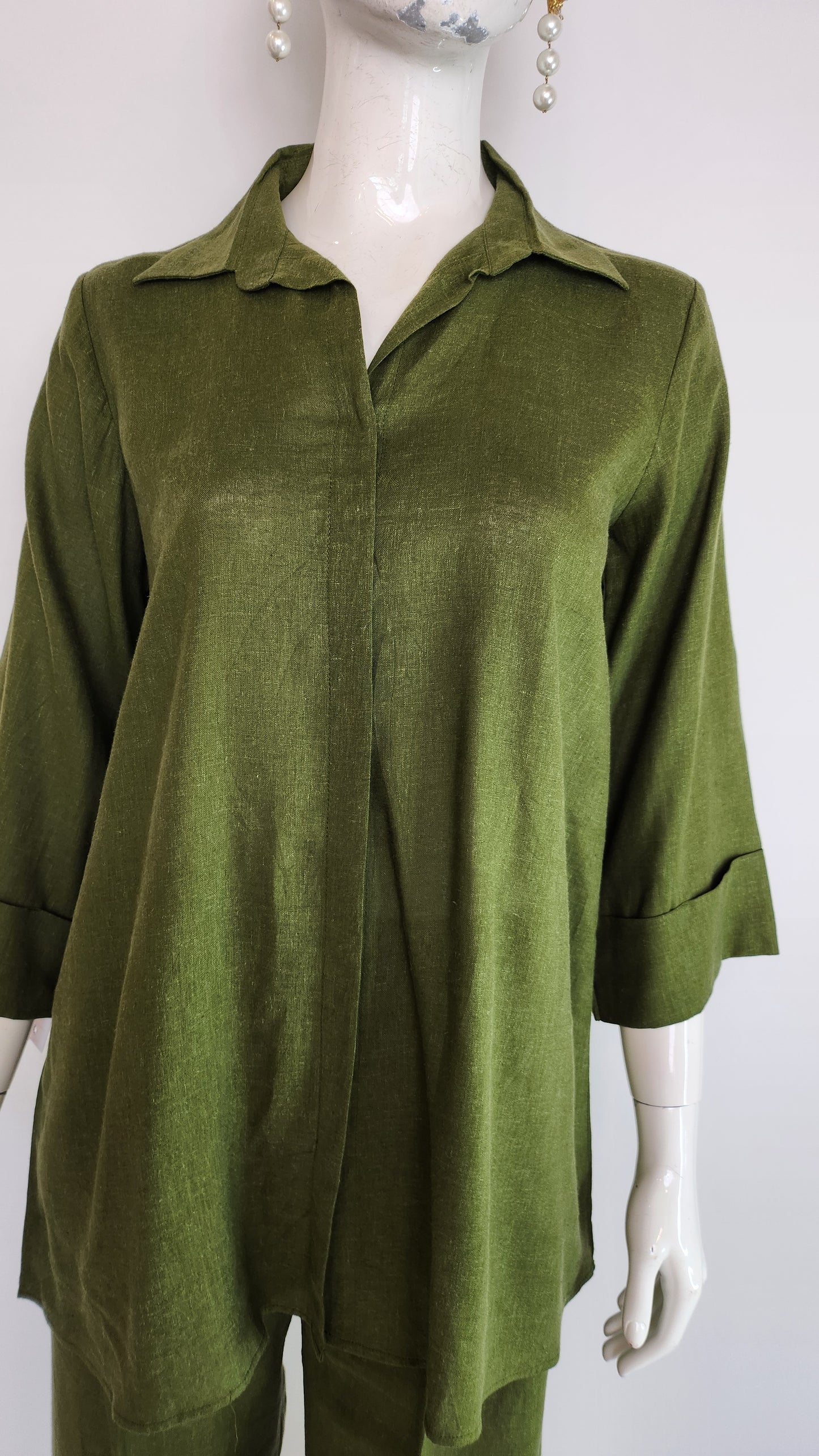 AMNA IQBAL - Green Plain Coord Set
