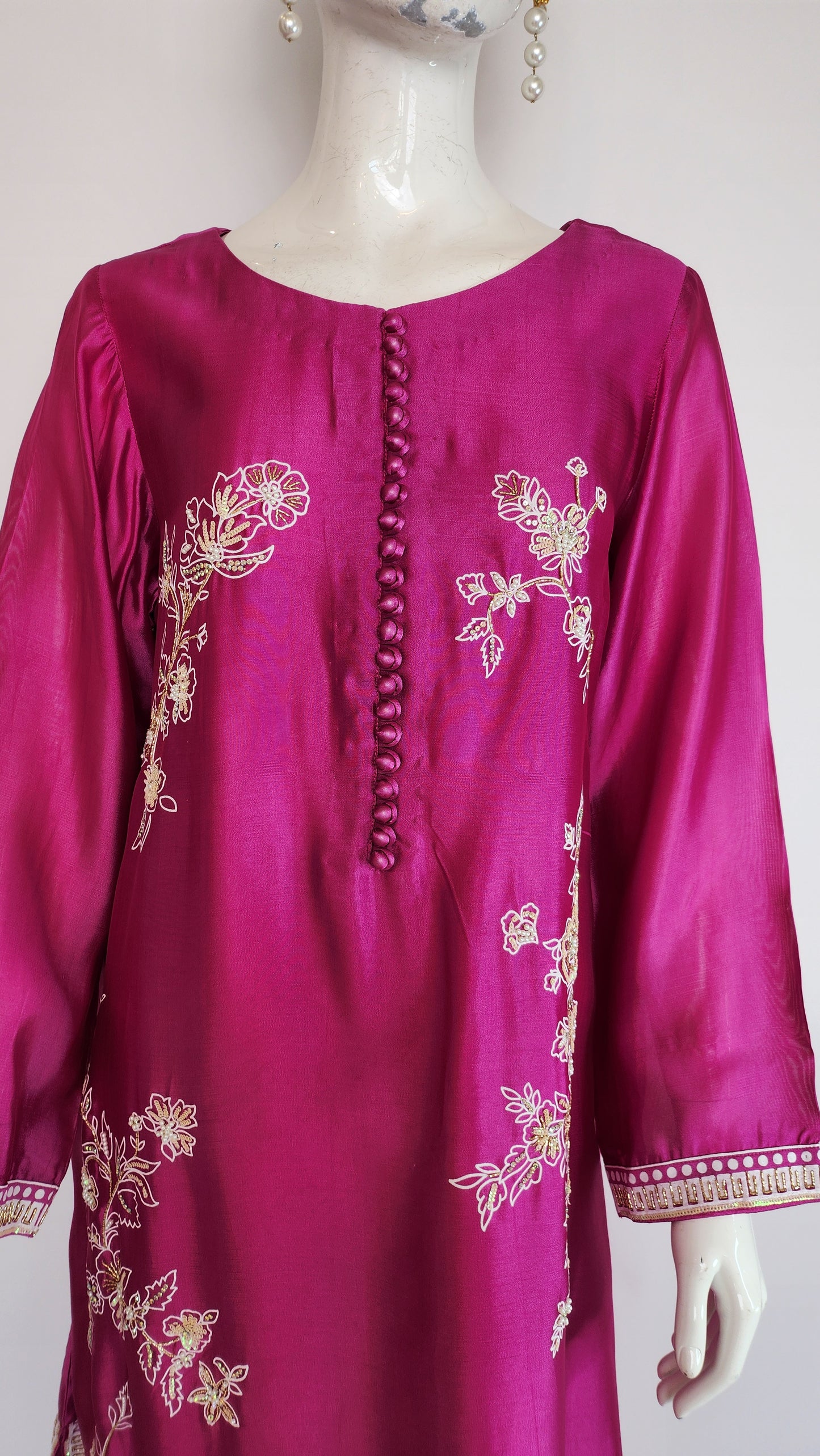MAHOGANY - Shocking Pink with Light Blue Dupatta