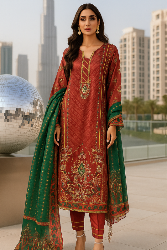 FATIMA KHAN - Brown Digital Print