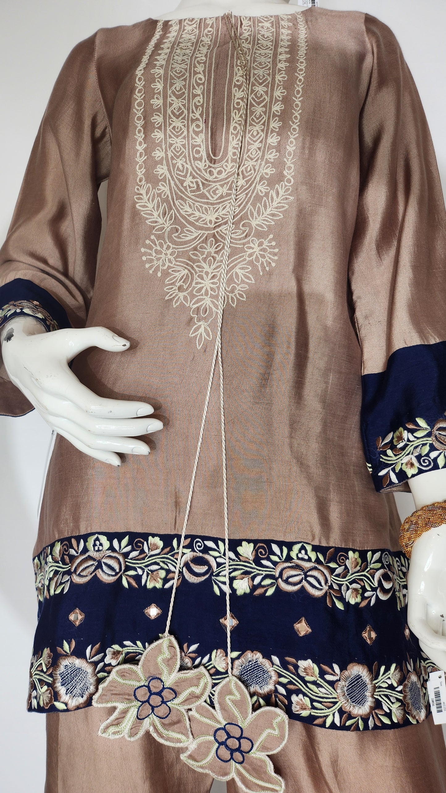 FARAH ZUBAIR - Brown with blue embroidered